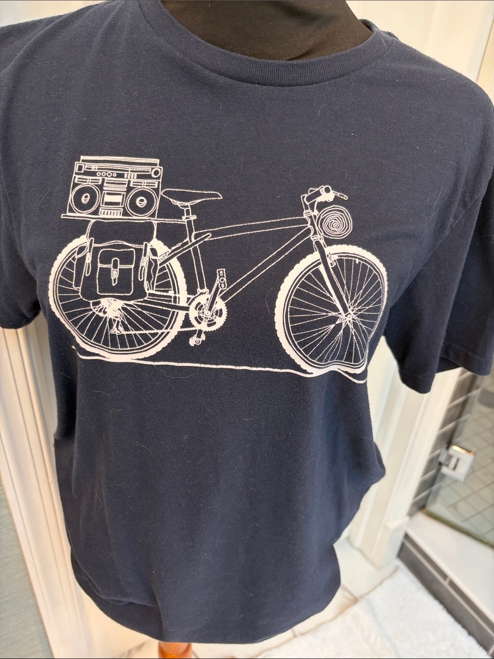 Old Navy Navy Soft-Washed Tee with Light Gray Collar Trim